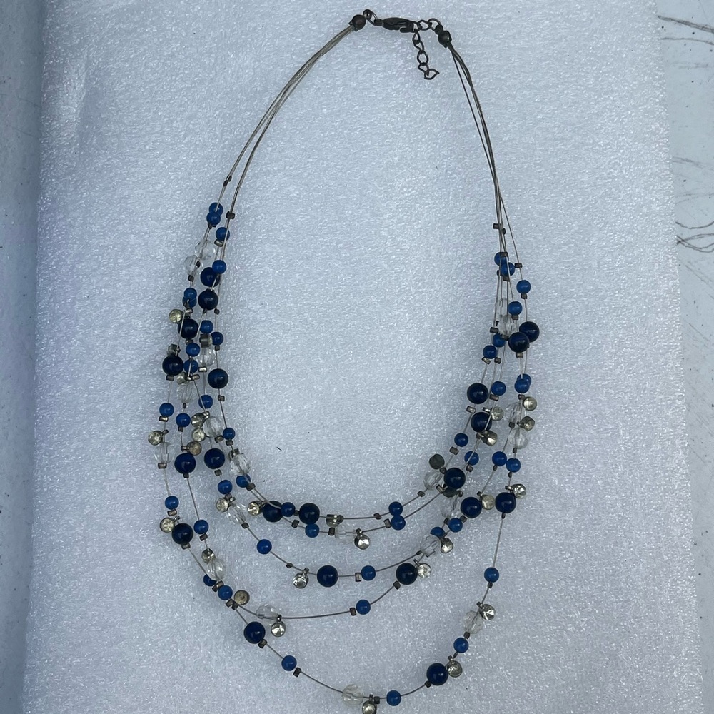 Adorable beaded raindrop layered statement necklace